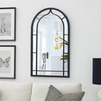 Miroir mural moderne rond/arqué en métal noir Glitzhome, décoration d'intérieur