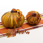 Décoration de table de Thanksgiving en verre soufflé à la main à rayures multiples Glitzhome Fall Harvest