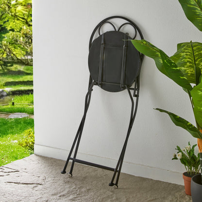 Ensemble de bistrot pliant d'extérieur en métal Glitzhome 3 pièces, table et chaises de patio
