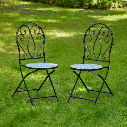 Ensemble de bistrot pliant d'extérieur en métal Glitzhome 3 pièces, table et chaises de patio