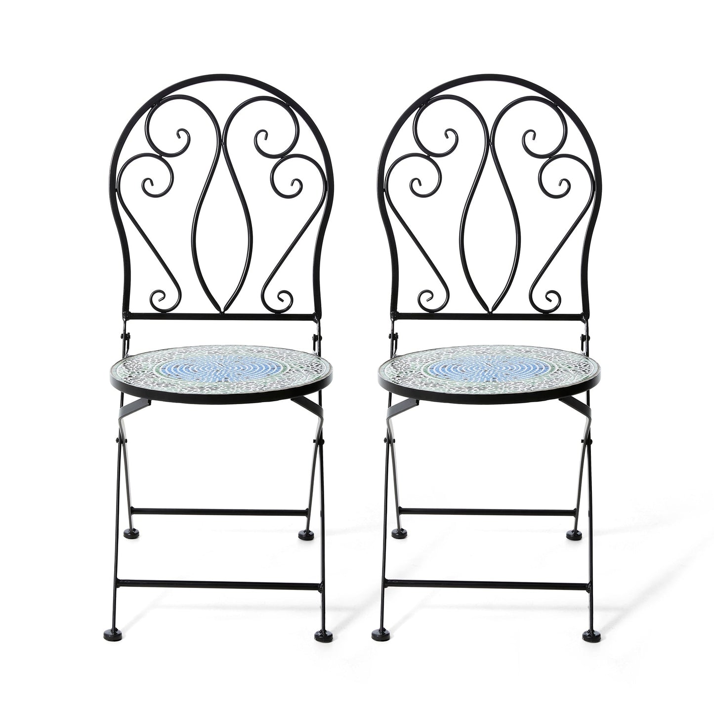 Ensemble de bistrot pliant d'extérieur en métal Glitzhome 3 pièces, table et chaises de patio