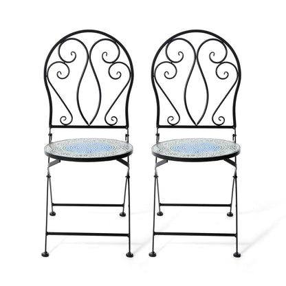 Ensemble de bistrot pliant d'extérieur en métal Glitzhome 3 pièces, table et chaises de patio