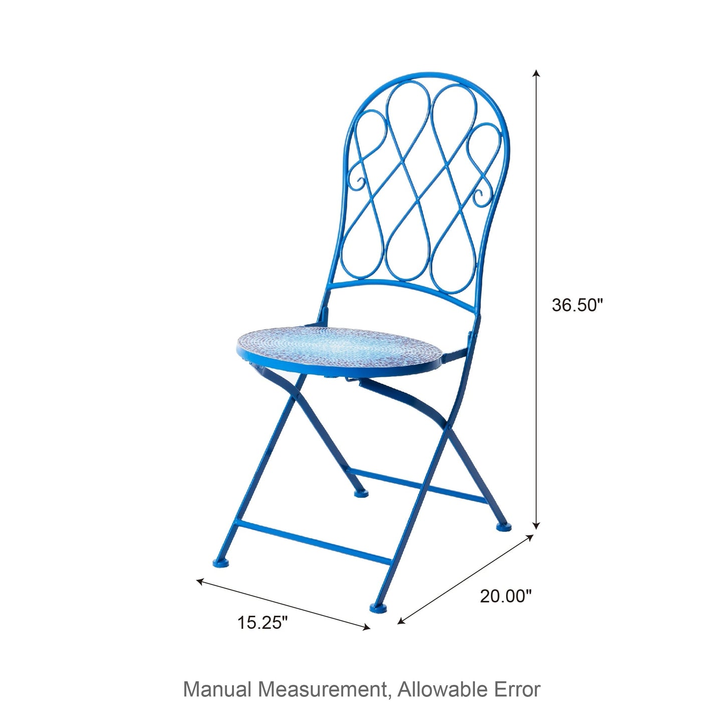 Ensemble de bistrot pliant d'extérieur en métal Glitzhome 3 pièces, table et chaises de patio