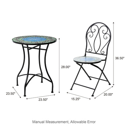 Ensemble de bistrot pliant d'extérieur en métal Glitzhome 3 pièces, table et chaises de patio