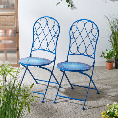 Ensemble de bistrot pliant d'extérieur en métal Glitzhome 3 pièces, table et chaises de patio