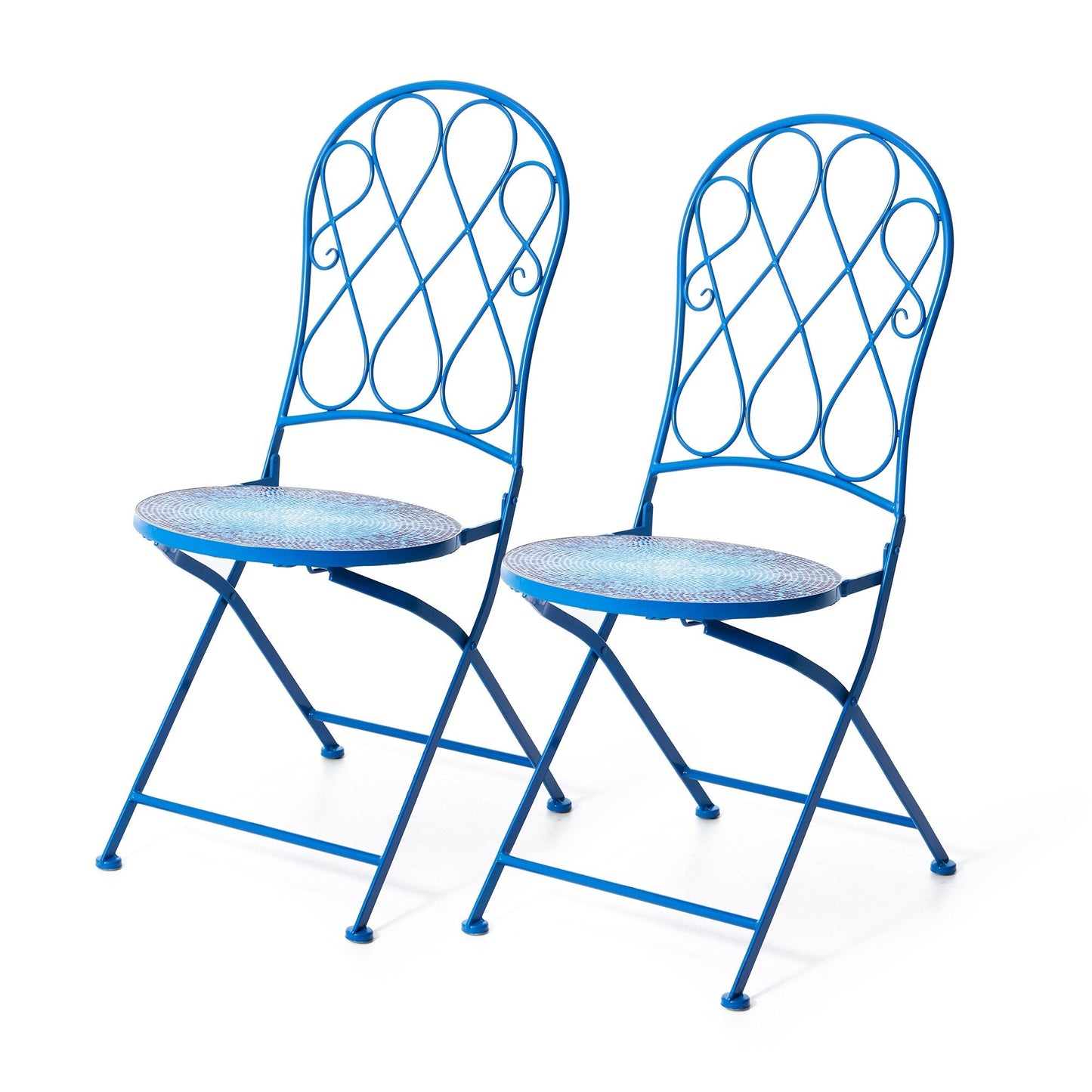 Ensemble de bistrot pliant d'extérieur en métal Glitzhome 3 pièces, table et chaises de patio