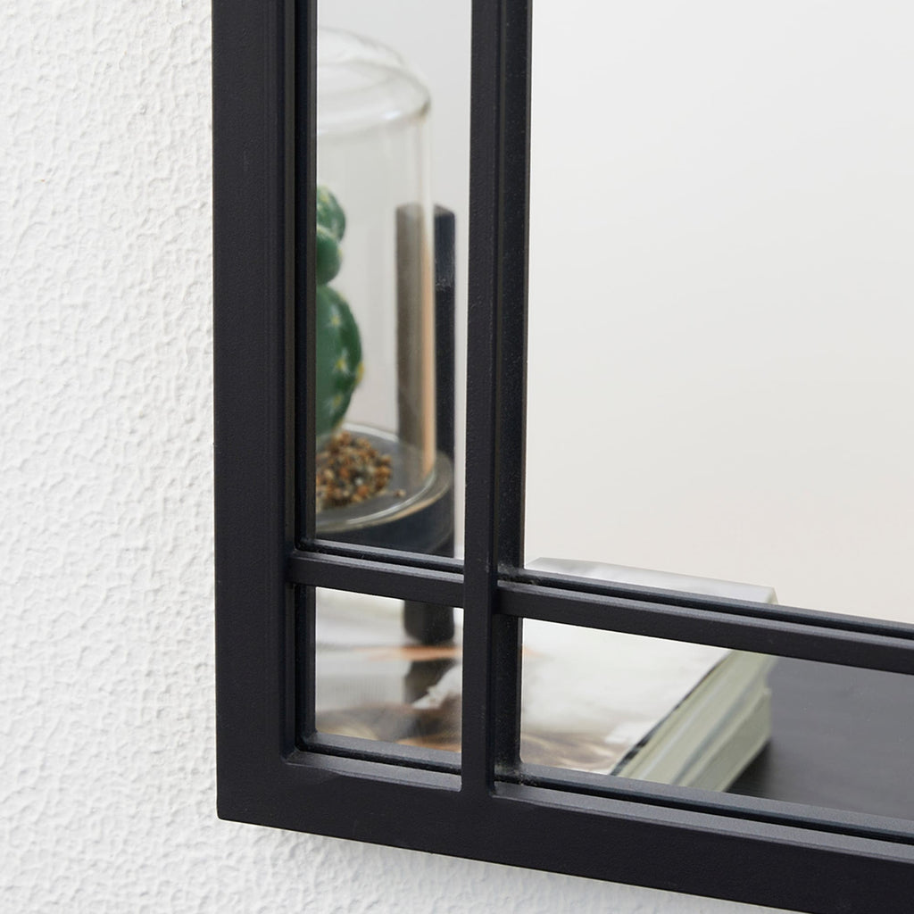 Miroir mural moderne rond/arqué en métal noir Glitzhome, décoration d'intérieur