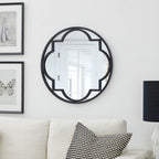 Miroir mural moderne rond/arqué en métal noir Glitzhome, décoration d'intérieur