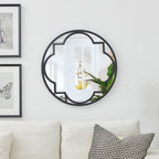 Miroir mural moderne rond/arqué en métal noir Glitzhome, décoration d'intérieur