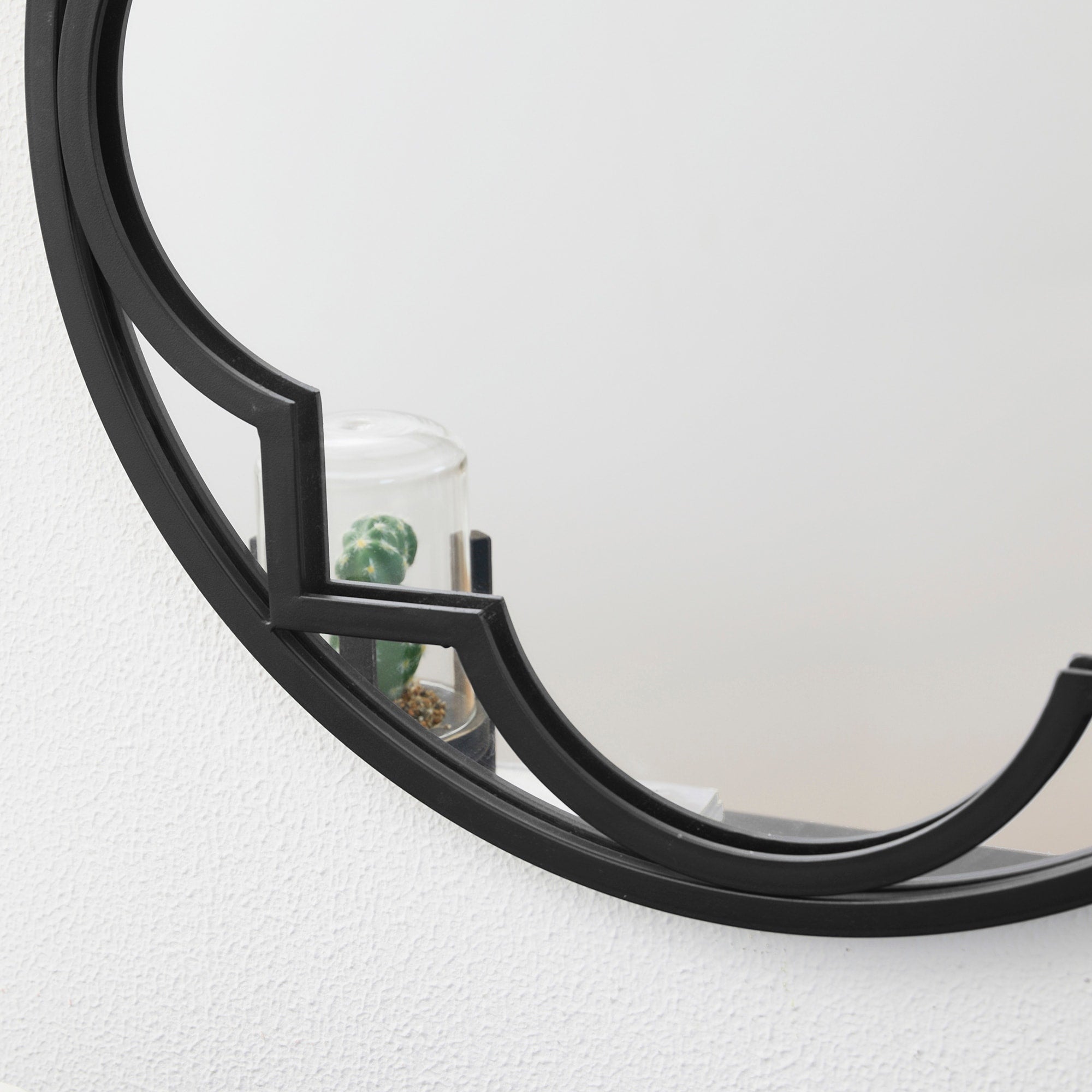 Miroir mural moderne rond/arqué en métal noir Glitzhome, décoration d'intérieur