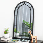 Miroir mural moderne rond/arqué en métal noir Glitzhome, décoration d'intérieur