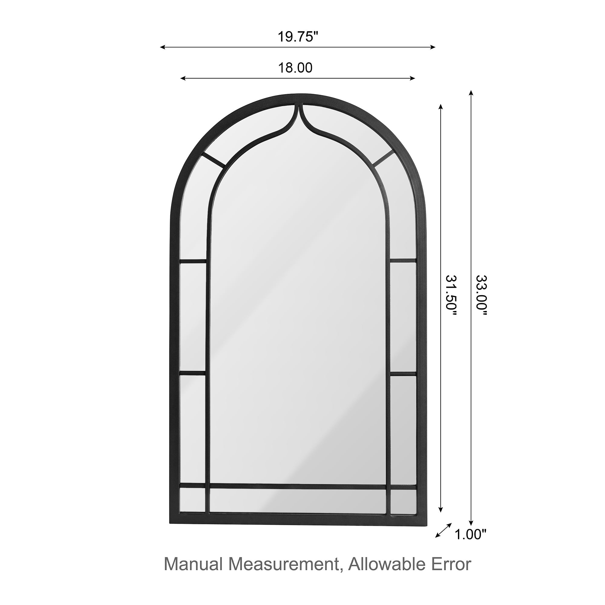 Miroir mural moderne rond/arqué en métal noir Glitzhome, décoration d'intérieur