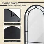 Miroir mural moderne rond/arqué en métal noir Glitzhome, décoration d'intérieur