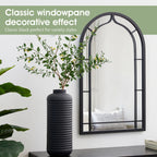 Miroir mural moderne rond/arqué en métal noir Glitzhome, décoration d'intérieur