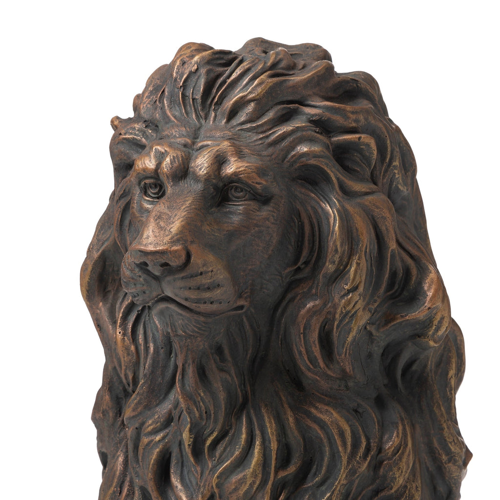 Glitzhome MGO Majestic Statues de lion gardien assis Sculpture de porche extérieur intérieur Ensemble de 2