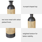 Lot de 2 vases de sol en métal bicolores dorés et noirs modernes Glitzhome
