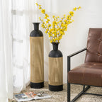 Lot de 2 vases de sol en métal bicolores dorés et noirs modernes Glitzhome