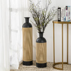 Lot de 2 vases de sol en métal bicolores dorés et noirs modernes Glitzhome