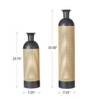 Lot de 2 vases de sol en métal bicolores dorés et noirs modernes Glitzhome