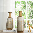 Lot de 2 vases Glitzhome en métal doré/blanc, style vintage traditionnel, effet vieilli