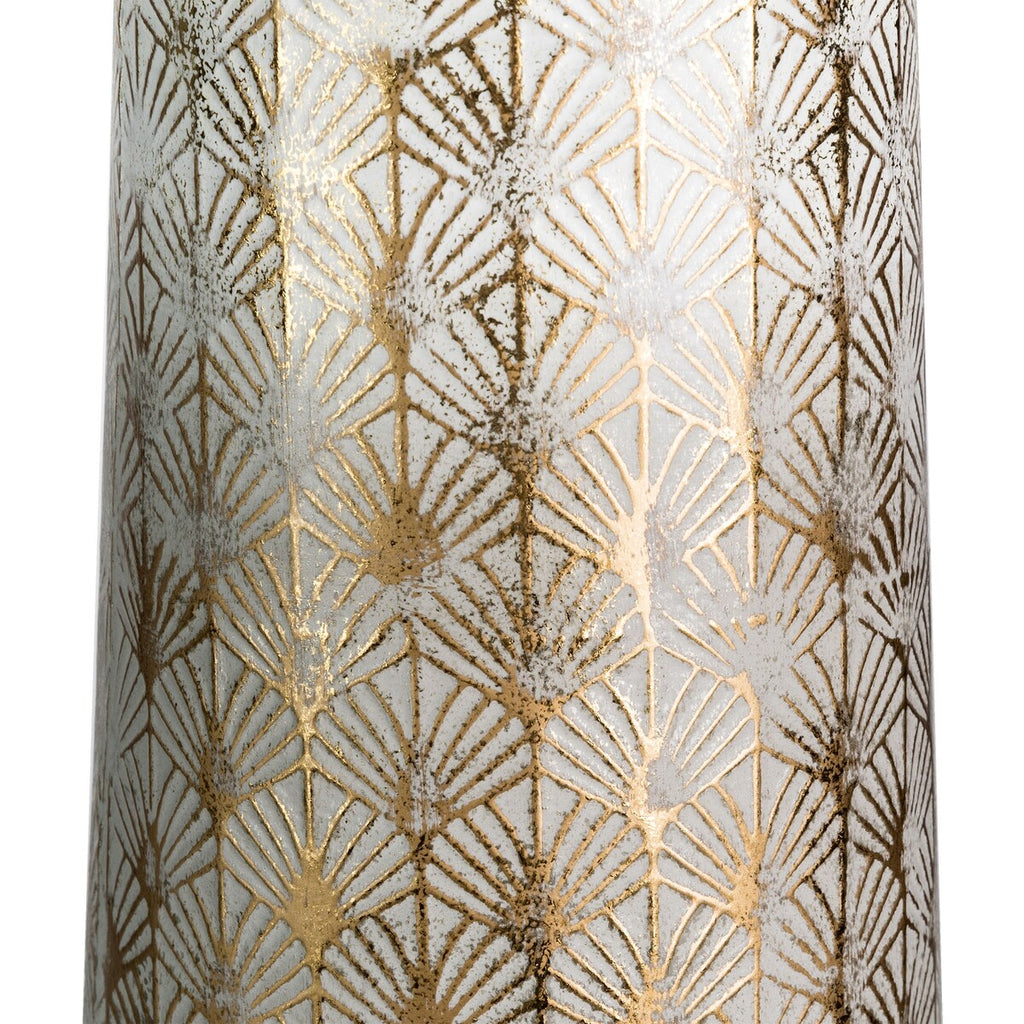 Lot de 2 vases Glitzhome en métal doré/blanc, style vintage traditionnel, effet vieilli