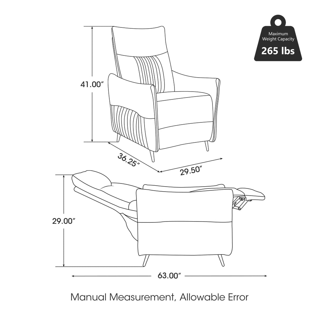 Ensemble de 2 fauteuils inclinables en tissu Glitzhome 41H avec dossier segmenté ergonomique