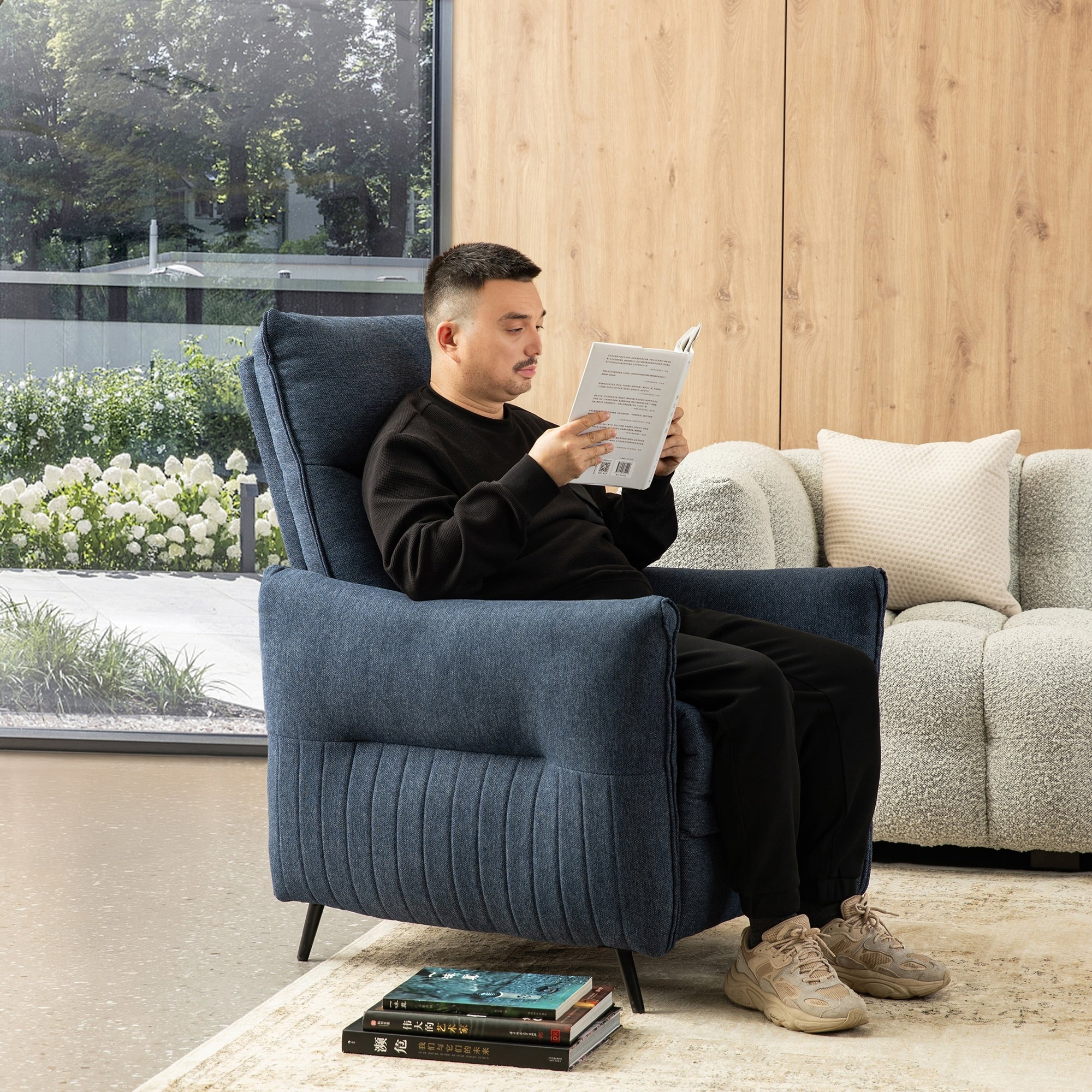 Ensemble de 2 fauteuils inclinables en tissu Glitzhome 41H avec dossier segmenté ergonomique