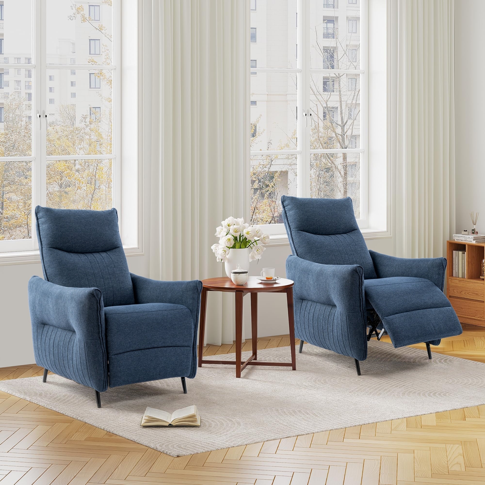 Ensemble de 2 fauteuils inclinables en tissu Glitzhome 41H avec dossier segmenté ergonomique