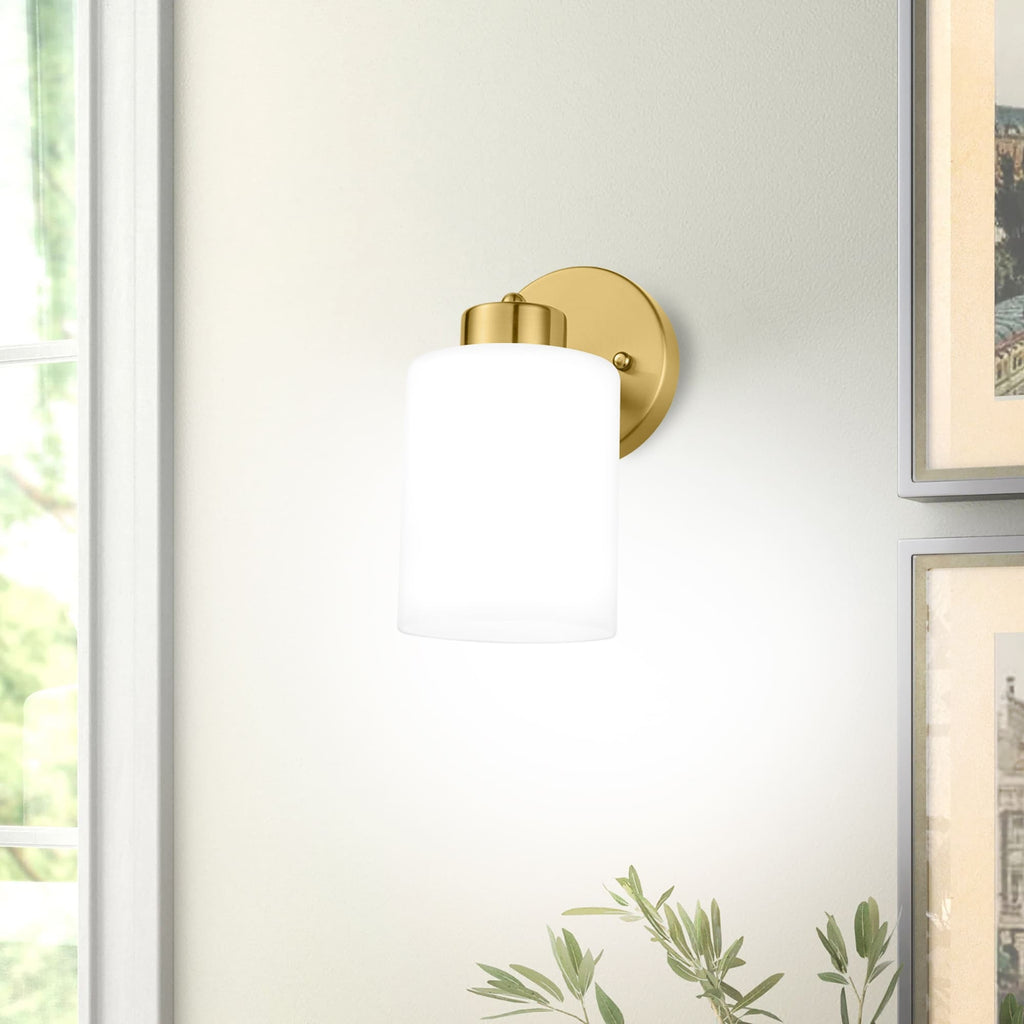 Lot de 2 appliques murales dorées, luminaire de salle de bain avec abat-jour cylindrique, chrome/nickel brossé/bronze huilé