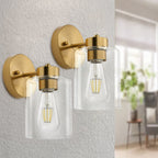 Lot de 2 appliques murales dorées, luminaire de salle de bain avec abat-jour cylindrique, chrome/nickel brossé/bronze huilé