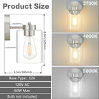 Lot de 2 appliques murales dorées, luminaire de salle de bain avec abat-jour cylindrique, chrome/nickel brossé/bronze huilé