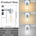 Lot de 2 appliques murales dorées, luminaire de salle de bain avec abat-jour cylindrique, chrome/nickel brossé/bronze huilé