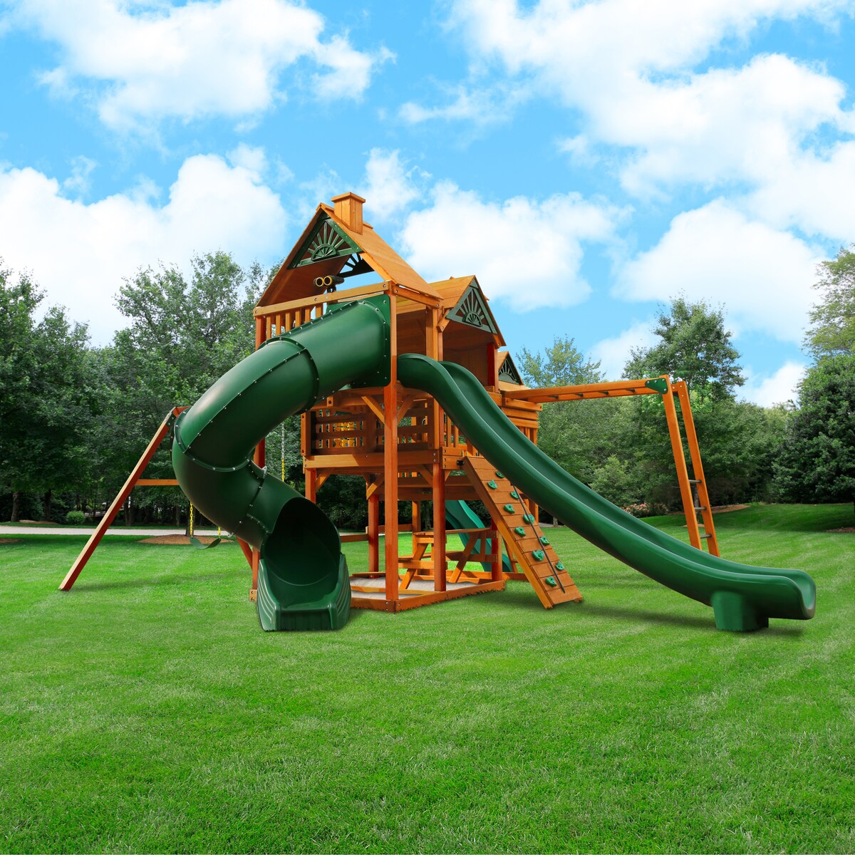 Portique en bois avec barres de singe Gorilla Playsets Empire - Ambre