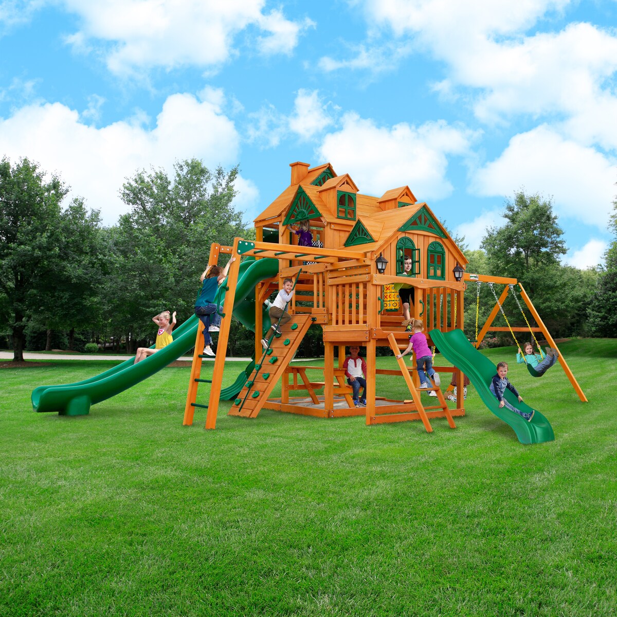 Portique en bois avec barres de singe Gorilla Playsets Empire - Ambre