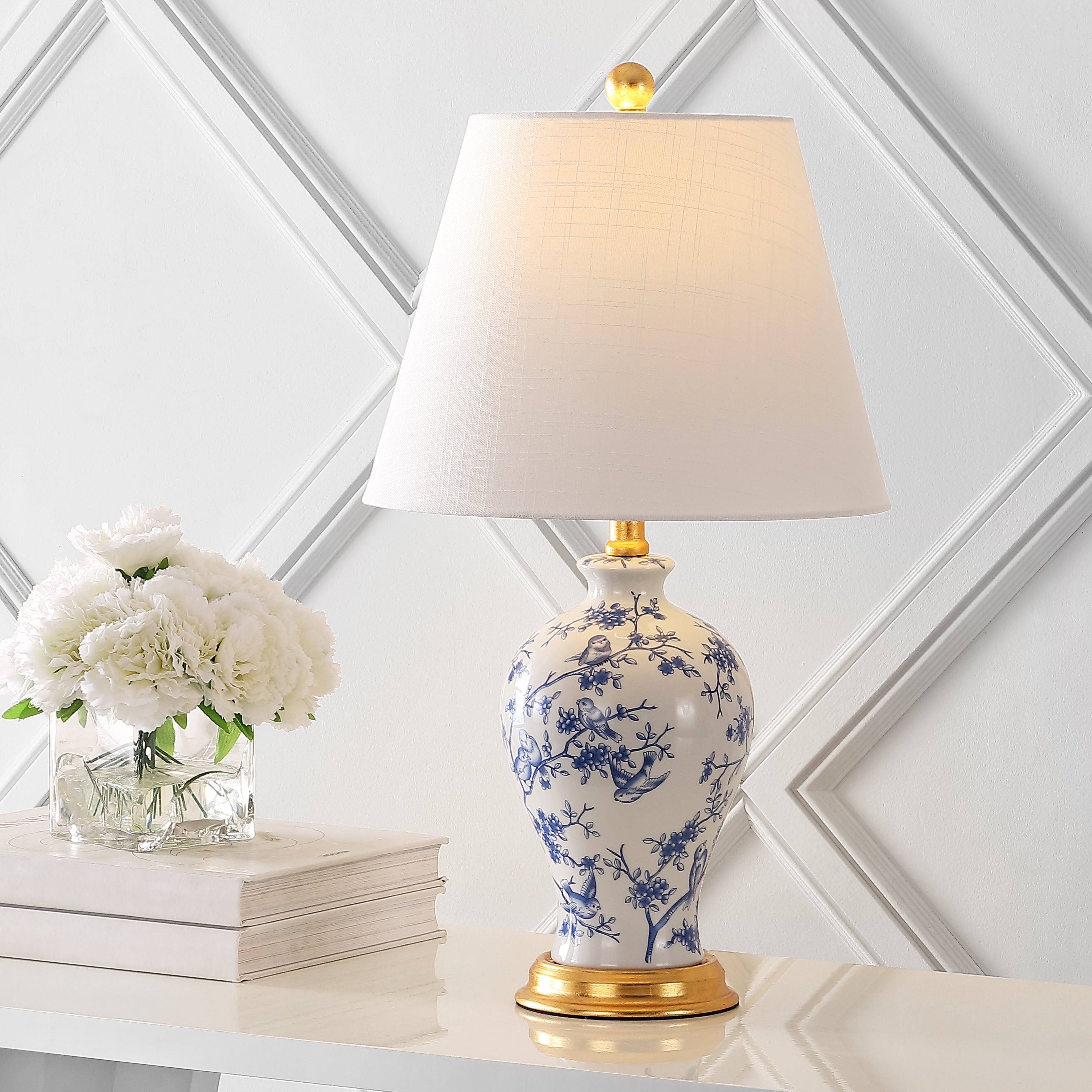 Lampe de table LED Grace 24 Floral, multicolore/laiton par JONATHAN Y