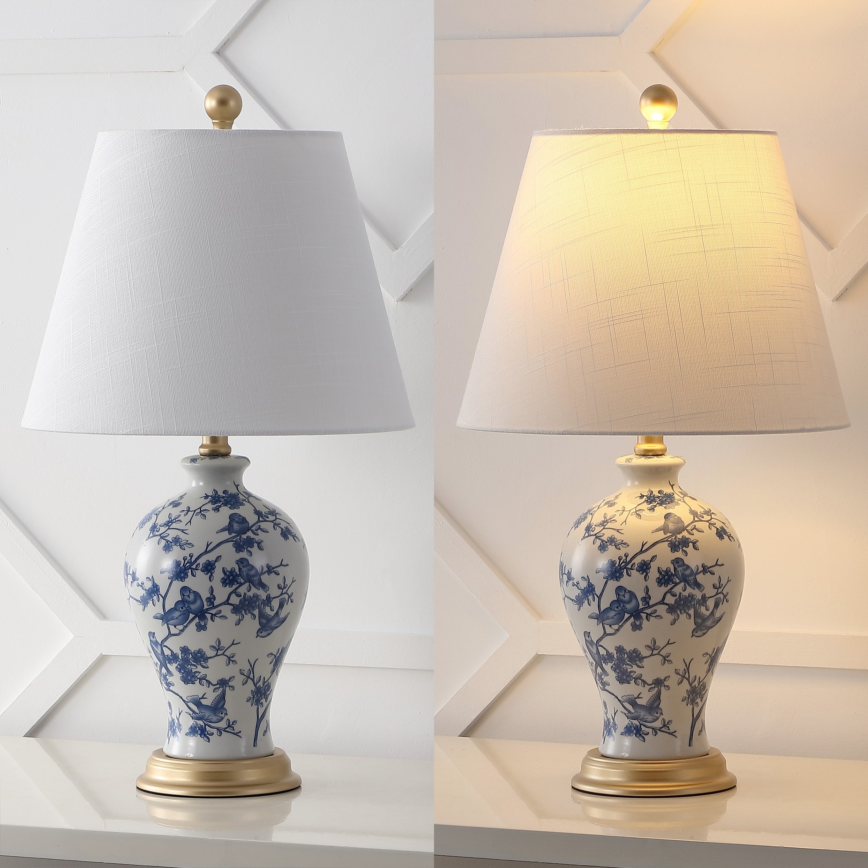 Lampe de table LED Grace 24 Floral, multicolore/laiton par JONATHAN Y