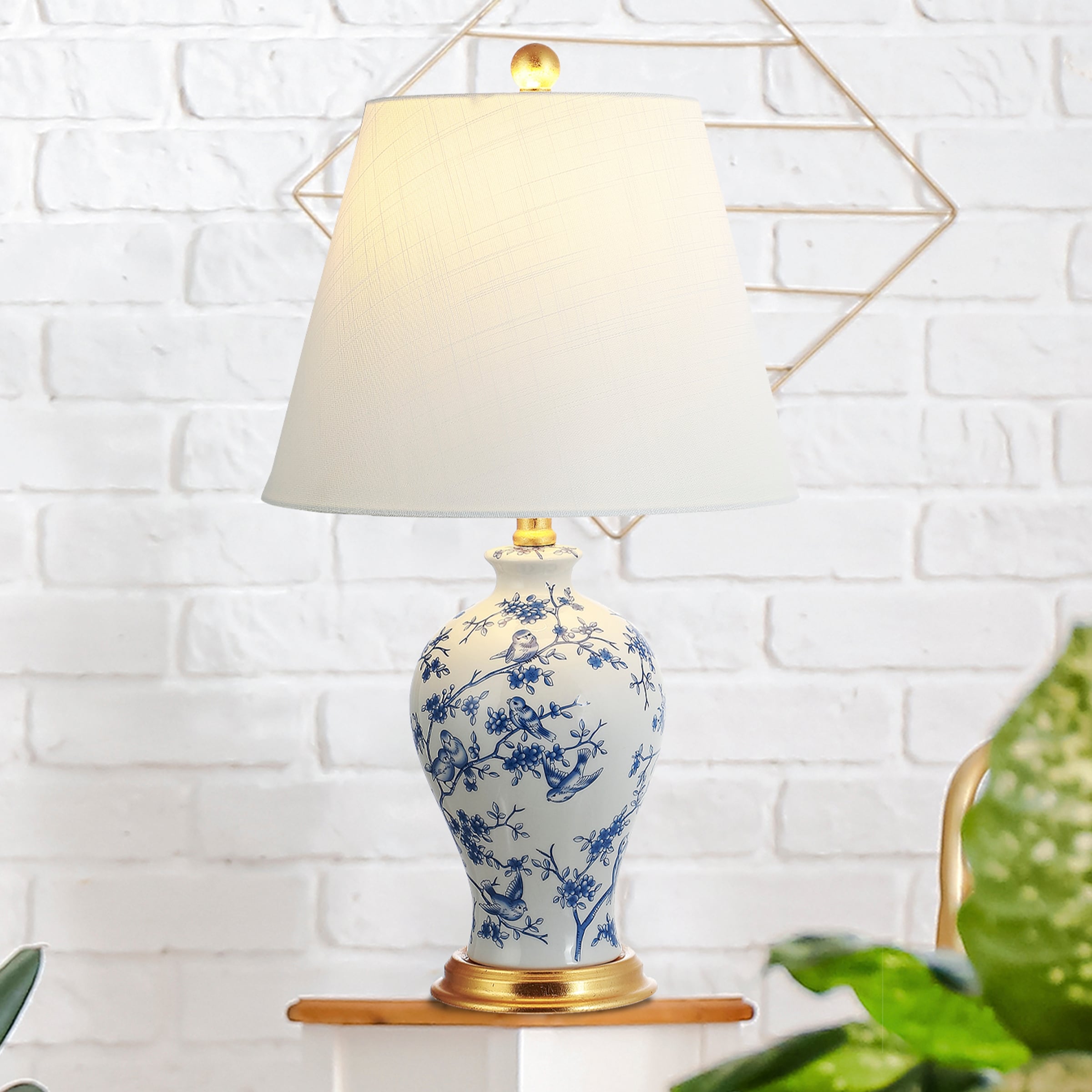 Lampe de table LED Grace 24 Floral, multicolore/laiton par JONATHAN Y