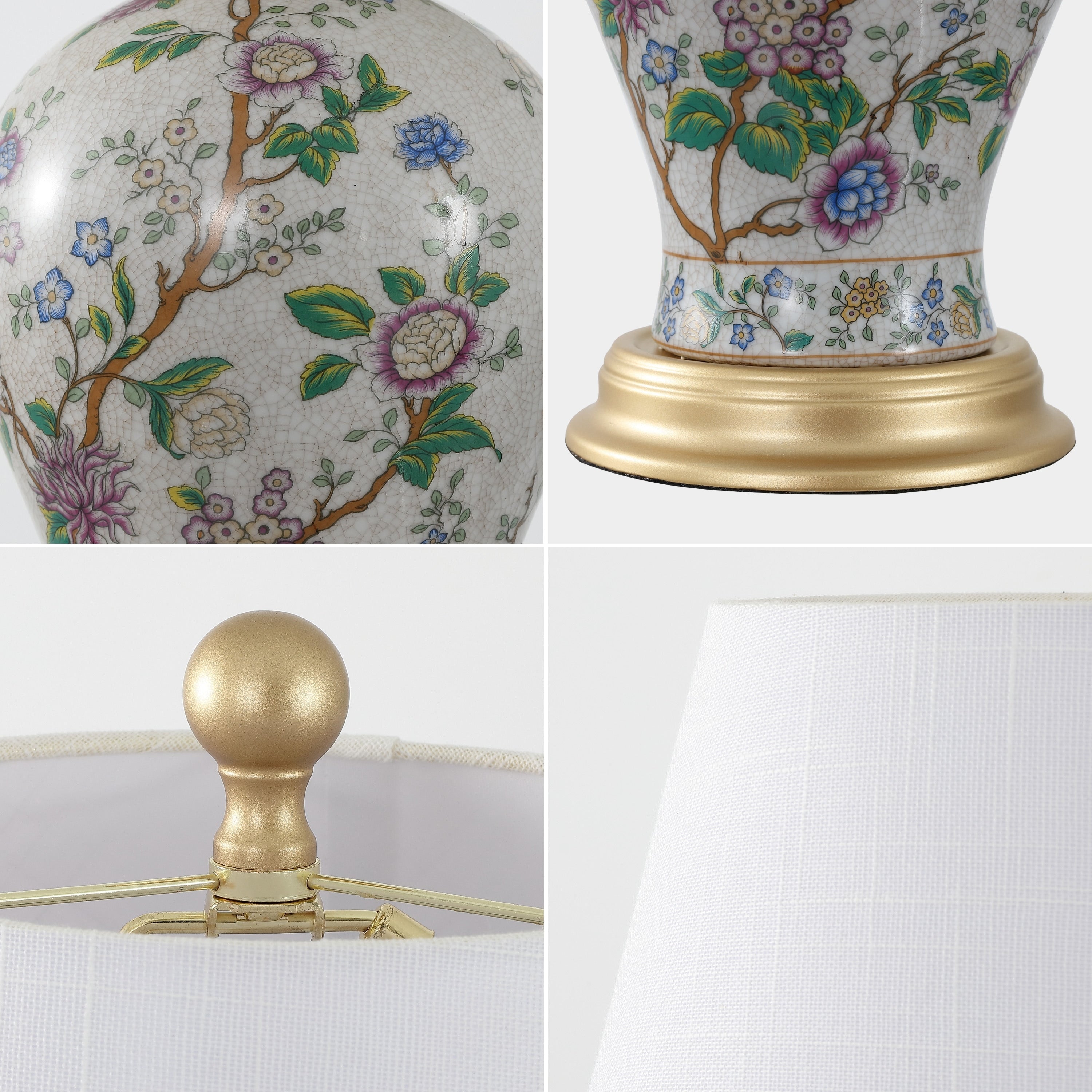 Lampe de table LED Grace 24 Floral, multicolore/laiton par JONATHAN Y