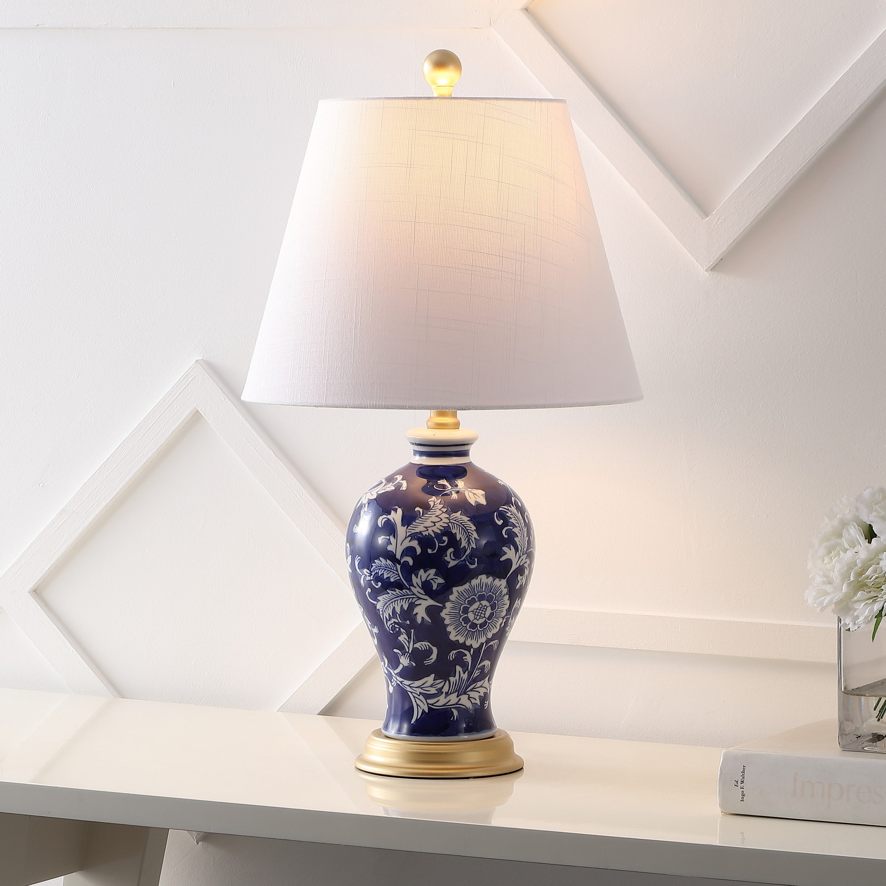Lampe de table LED Grace 24 Floral, multicolore/laiton par JONATHAN Y