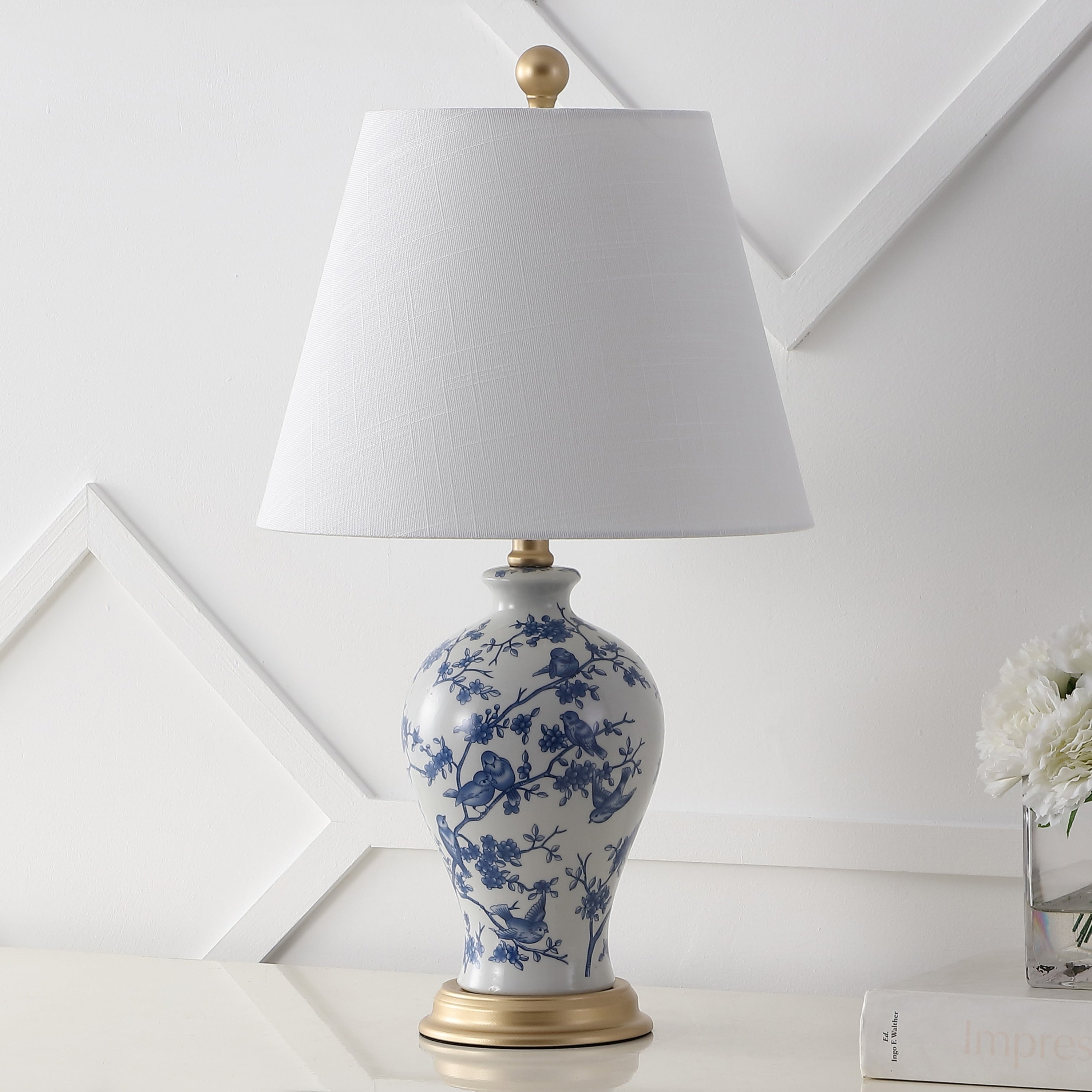 Lampe de table LED Grace 24 Floral, multicolore/laiton par JONATHAN Y