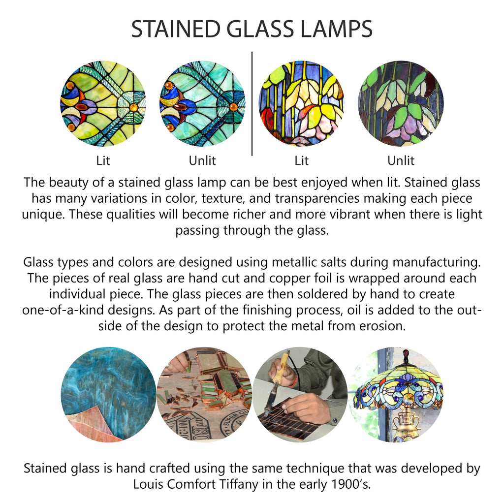 Lampe Tiffany Gracewood Hollow Asdreni 20 pouces en verre teinté - 14 L x 14 l x 20,25 H