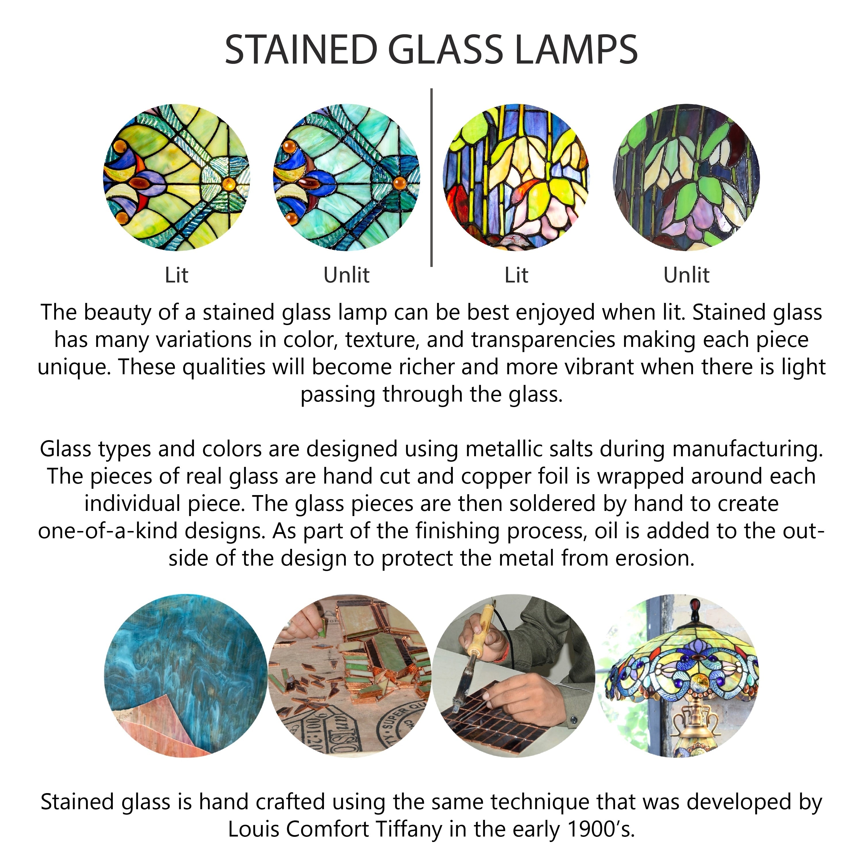Lampe Tiffany Gracewood Hollow Asdreni 20 pouces en verre teinté - 14 L x 14 l x 20,25 H