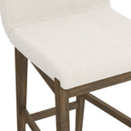 Tabouret de bar moderne Gracie, chaise rembourrée en boucle et pieds en bois brossé