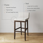Tabouret de bar moderne Gracie, chaise rembourrée en boucle et pieds en bois brossé