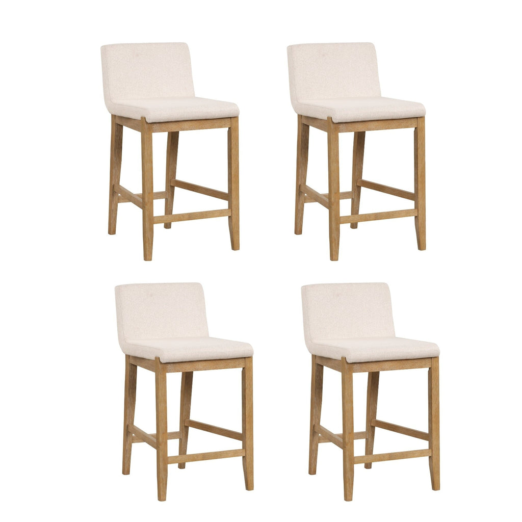 Tabouret de bar moderne Gracie, chaise rembourrée en boucle et pieds en bois brossé