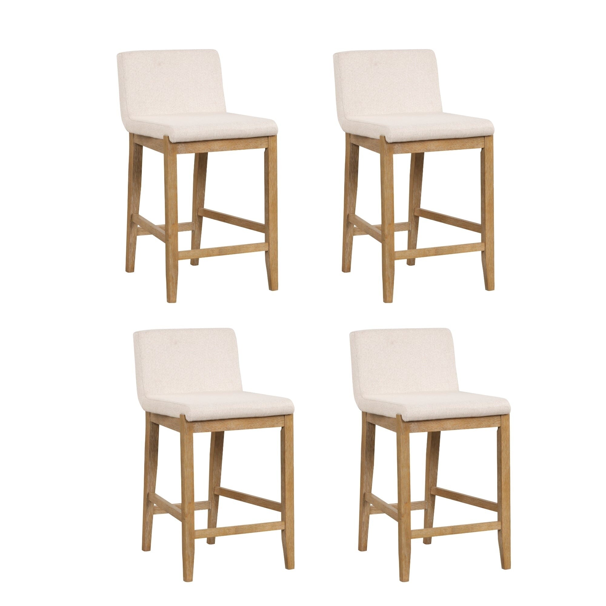 Tabouret de bar moderne Gracie, chaise rembourrée en boucle et pieds en bois brossé