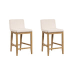Tabouret de bar moderne Gracie, chaise rembourrée en boucle et pieds en bois brossé