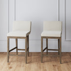 Tabouret de bar moderne Gracie, chaise rembourrée en boucle et pieds en bois brossé