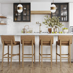 Tabouret de bar moderne Gracie, chaise rembourrée en boucle et pieds en bois brossé