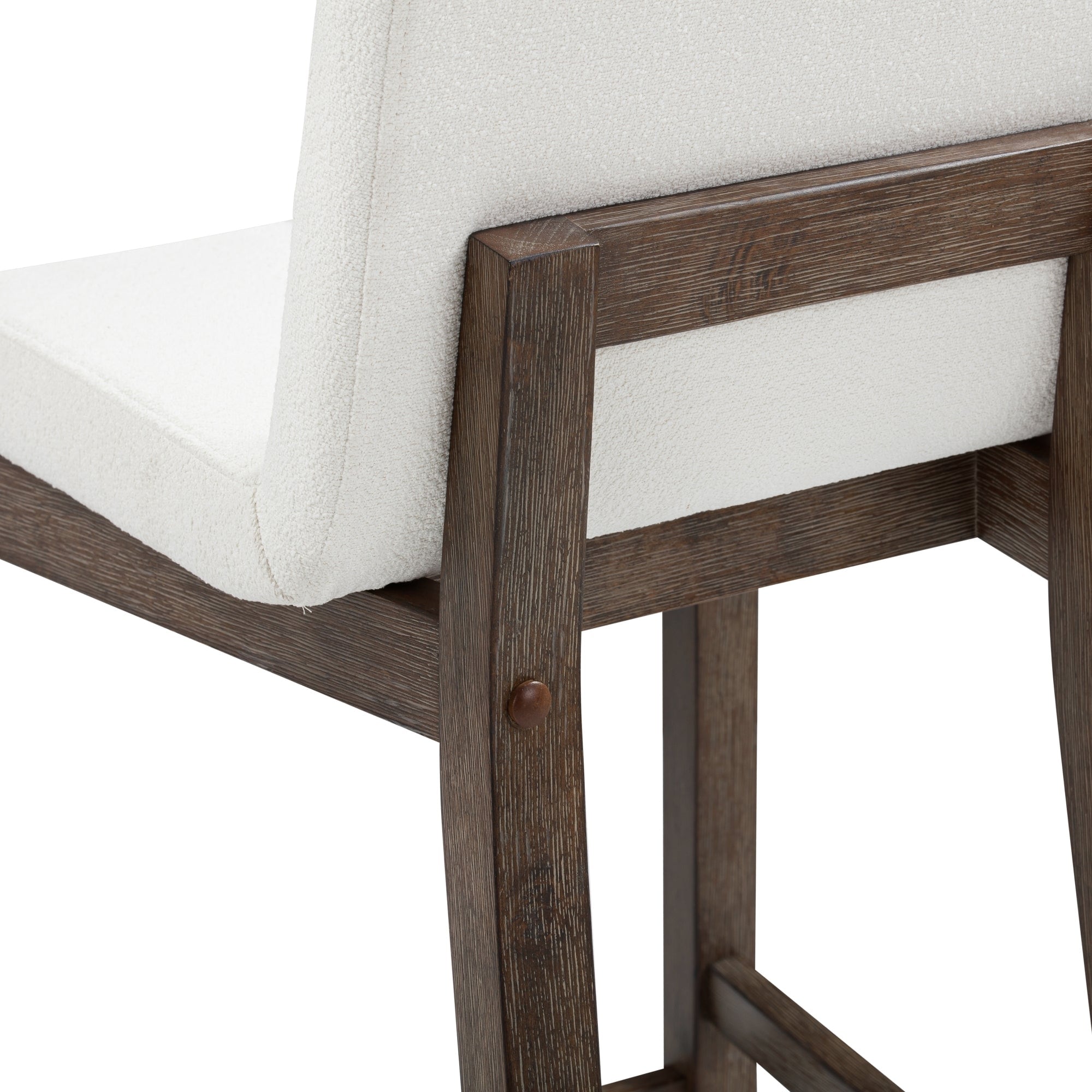 Tabouret de bar moderne Gracie, chaise rembourrée en boucle et pieds en bois brossé